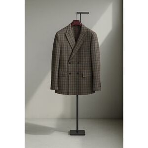 Laboratori‎ Italiani Double-Breasted Plaid Blazer Jacket Grey 48 IT / 38 US